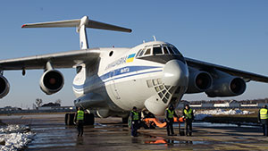 Самолет Ил-76 одной из самых уважаемых авиакомпаний Украины прилетел в Белую Церковь на техобслуживание